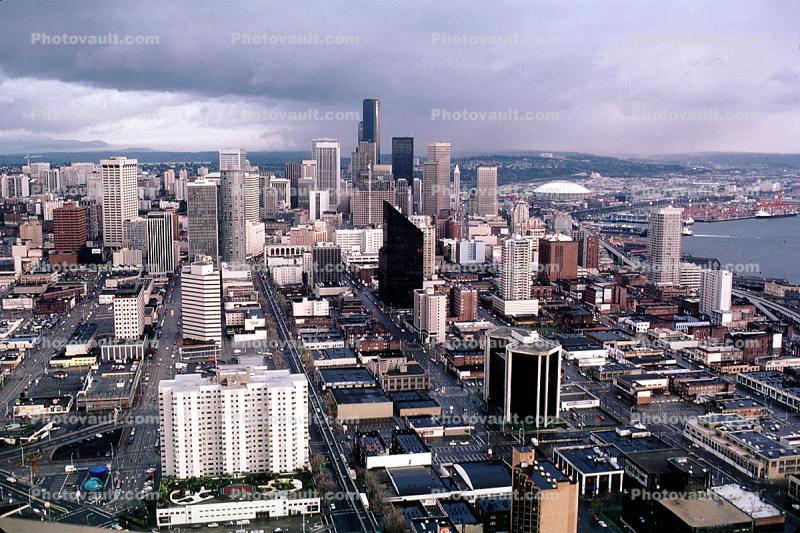 Downtown Seattle, skyscraper, buildings, November 1985