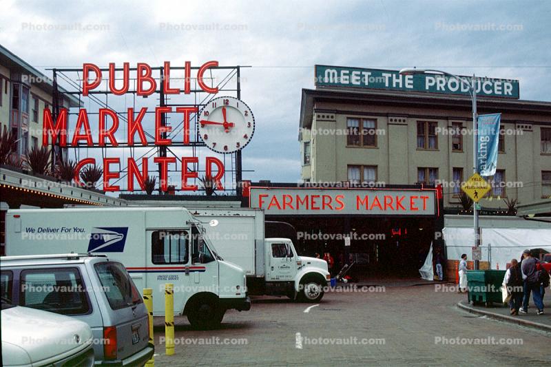 Public Market Center, clock, Farmers Market