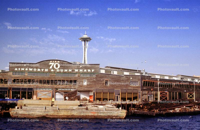 Ainsworth & Dunn Wharf, Pier 70, Space Needle, Waterfront, 1974