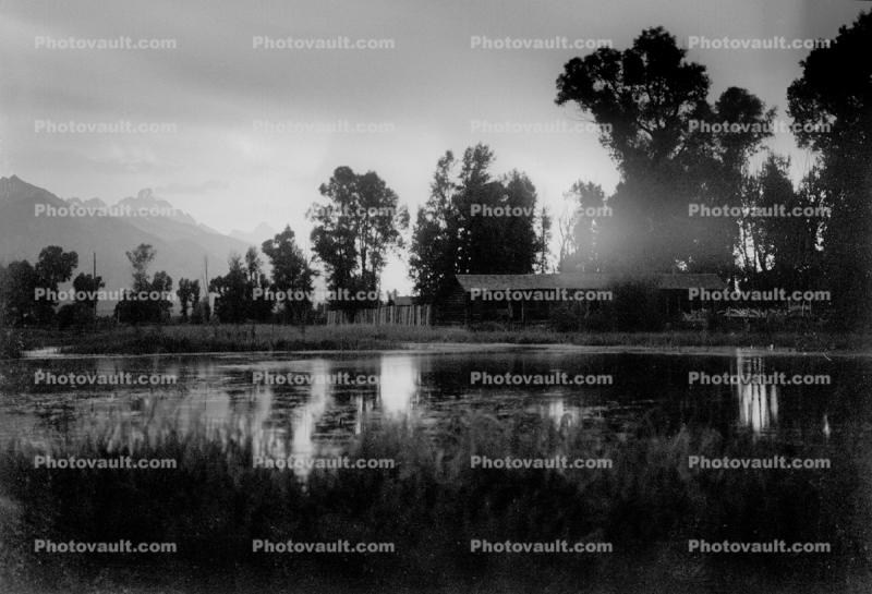 Teton Mountain Range, pond, reflection, trees, Snake River Ranch