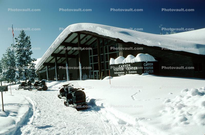Canyon Visitor Center, building, skimobile, snow, ice, cold, winter