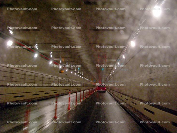 Holland Tunnel, Car, Automobile, Vehicle, Wet Road