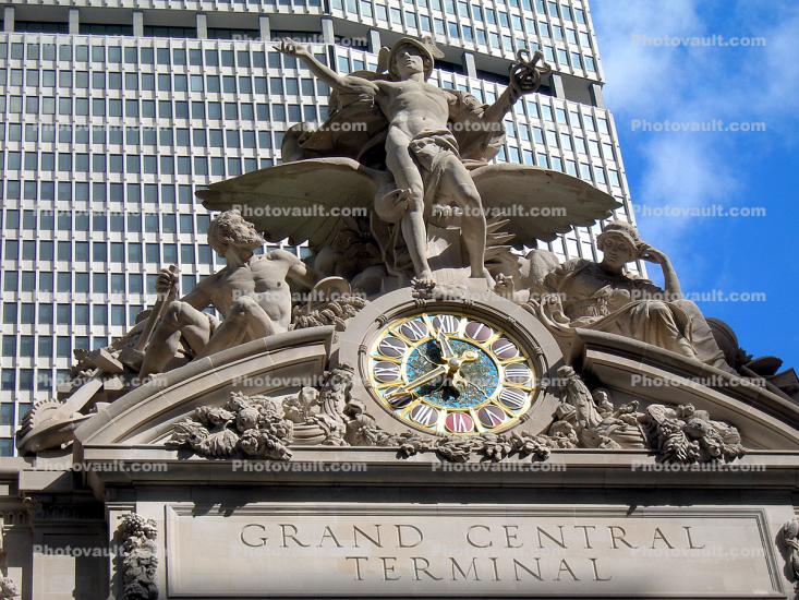 Grand Central Terminal, Midtown Manhattan, outdoor clock, outside, exterior, building