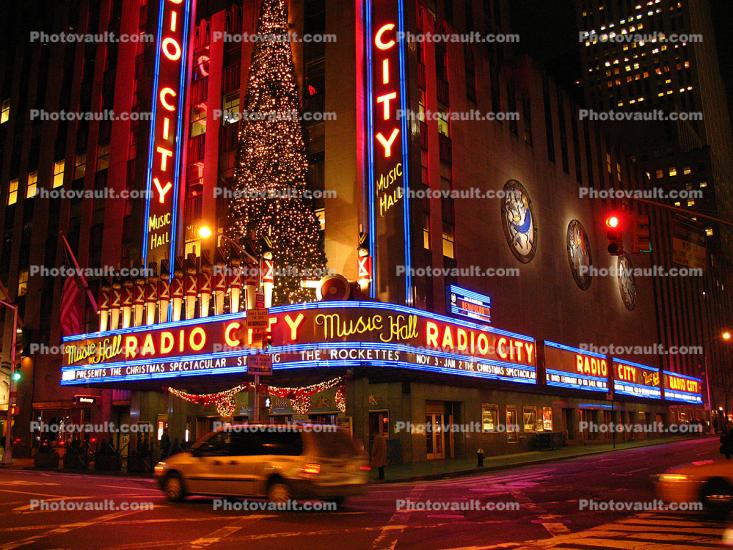 Radio City Music Hall with Newo Lights, Christmas, Street