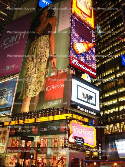 Times Square, Yahoo. Panasonic, Budweiser, JC Penney
