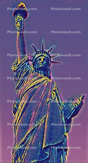Liberty in a purple being of color, Abstract