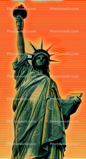 Liberty in an Orange Sunset Sky, Abstract