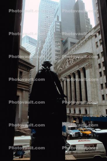 NYSE, George Washington, Manhattan, George Washington Statue, Federal Hall National Memorial, Wall Street, famous landmark, 1960s