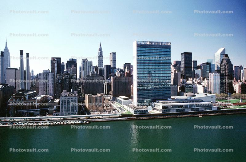 United Nations Headquarters, buildings, midtown Manhattan, East River, East-River