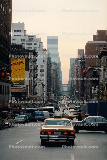 Taxi Cab, cars, buildings, Manhattan