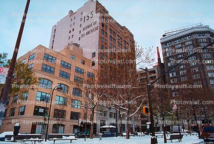 Buildings, Bare Tree, Snow, Cold, Midtown Manhattan, winter, wintertime, 155 Avenue of the Americas