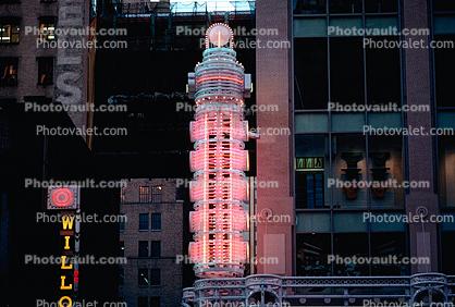 pink neon round tower