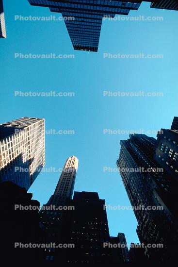 skyscraper, buildings, looking-up, Manhattan, 26 November 1989