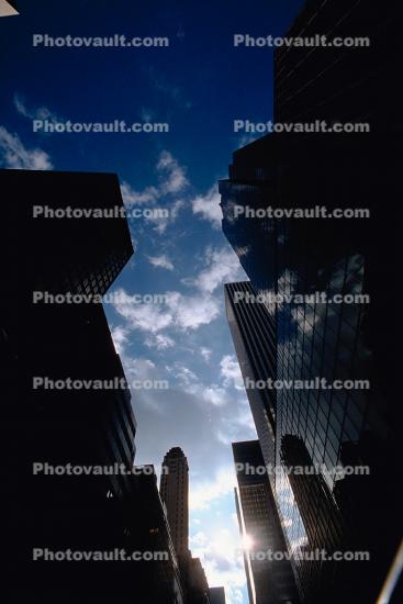 Canyons of Manhattan, skyscrapers, looking-up, buildings, 29 November 1989
