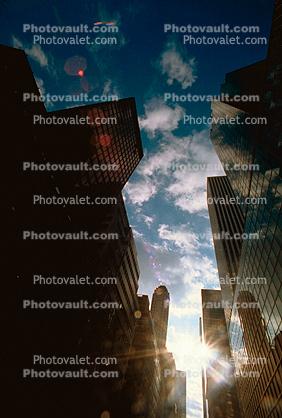 Canyons of Manhattan, skyscrapers, looking-up, buildings, 29 November 1989