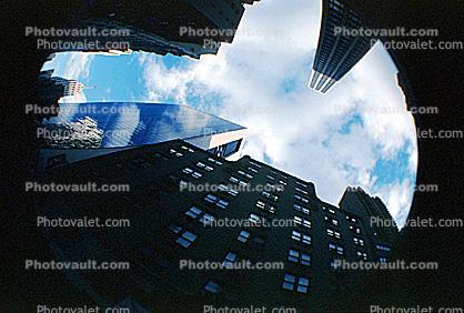 looking-up, Buildings, Canyons of Manhattan, 30 November 1989