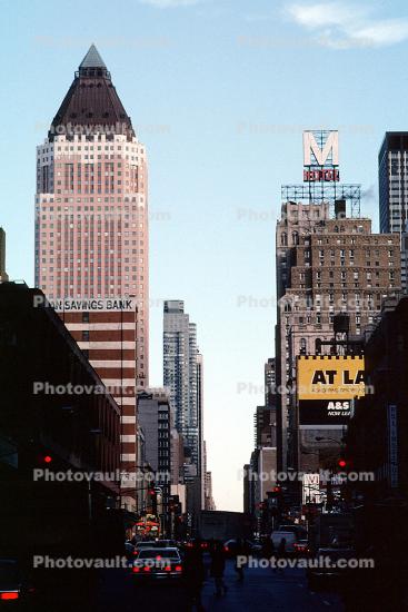 City Center, Moorish Style, Eighth Avenue, Pyramid topped tower, Buildings, Canyons of Manhattan, 30 November 1989