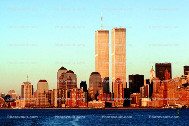 World Trade Center, Sunset, Sunclipse, Hudson River, 1 December 1989
