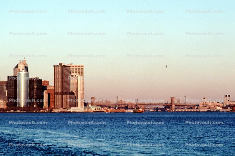 buildings, skyline, cityscape, sunset, sunclipse, 1 December 1989