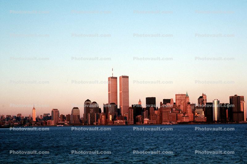 buildings, skyline, cityscape, sunset, sunclipse, 1 December 1989