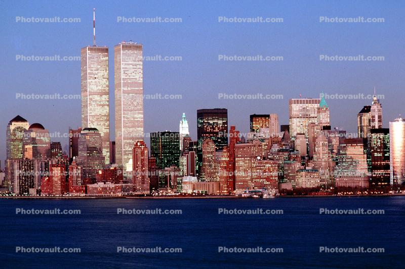 World Trade Center, New York City, Twilight, Dusk, Dawn, 1 December 1989