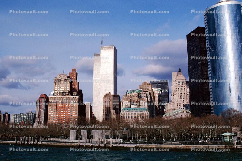 WTC, Battery Park, autumn, winter, docks, Cityscape, Skyline, Buildings, Skyscraper, Downtown Manhattan, Outdoors, Outside, Exterior, 3 December 1989