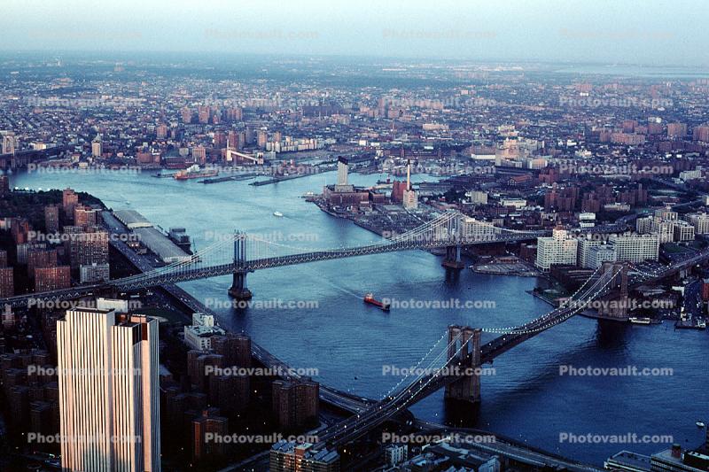 Manhattan-Bridge, Cityscape, skyline, skyscrapers, buildings, Brooklyn, East River, East-River