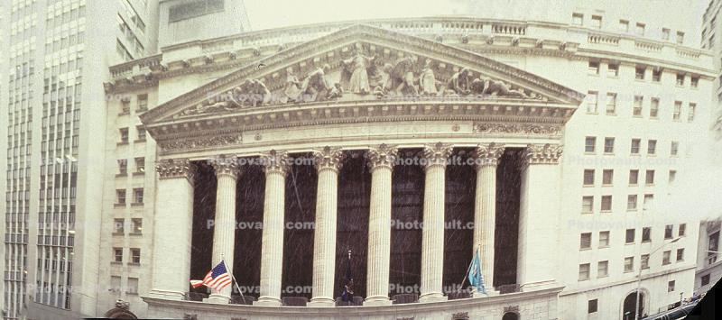 NYSE, New York Stock Exchange, Panorama, snow, winter, building, landmark, famous, Manhattan