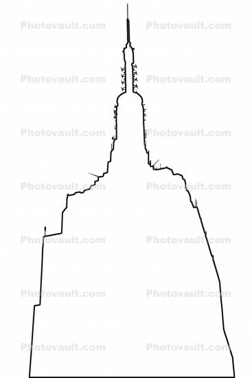 Empire State Building, New York City, outline, line drawing, shape