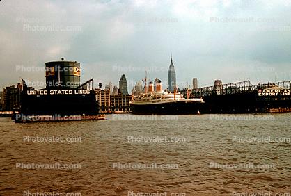 American Export Lines, United States Lines, Piers, Docks, Hudson River, 1956, 1950s