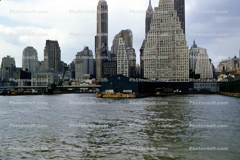 20 Exchange Place, Hudson River, docks, piers, Manhattan, 1956, 1950s