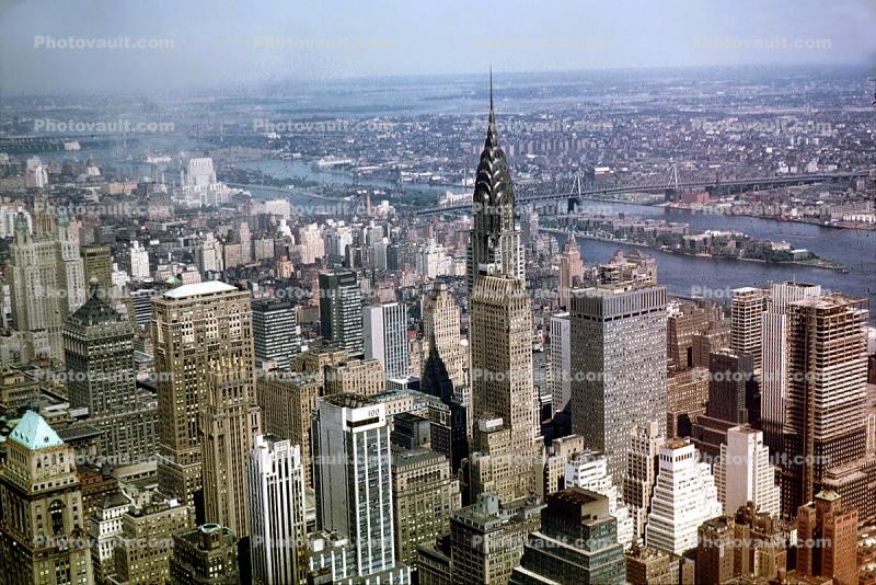 Cityscape, buildings, skyline, Roosevelt Island, East River, East-River, 1960, 1960s