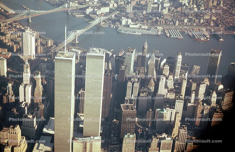East River, World Trade Center, New York City, November 1978, 1970s, East-River