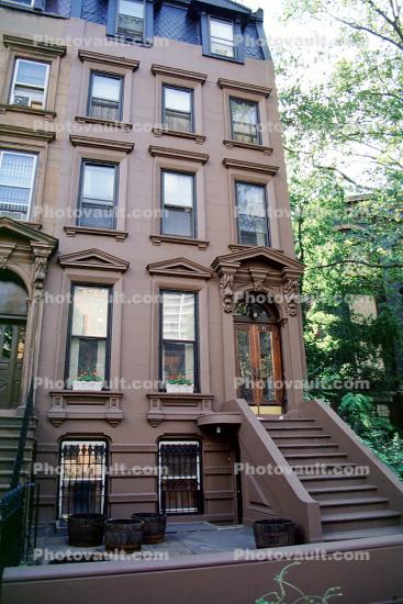 steps, door, windows, entrance, Brownstone, homes, houses, residential buildings, Manhattan