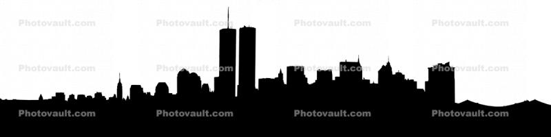 World Trade Center Silhouette, Manhattan Skyline, Panorama, 28 October 1997