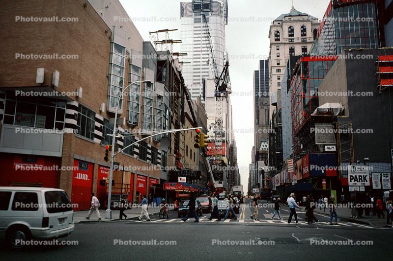 Buildings, skyscraper, Cityscape, Skyline, autumn, crosswalk, Manhattan, 28 October 1997