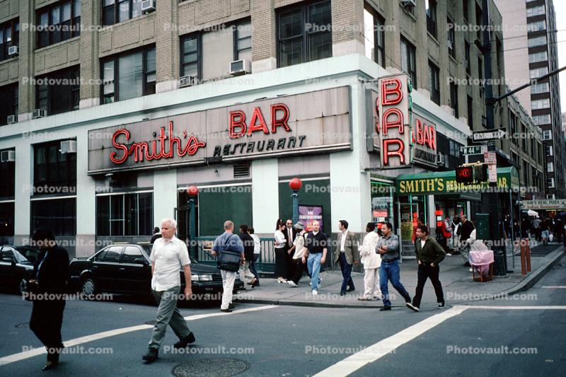 Smith's Bar, crosswalk, Buildings, Cityscape, Manhattan, 28 October 1997