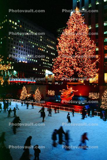 Rockefeller Center, Ice Skating, winter, wintertime, Tree, lights