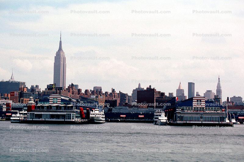 Docks, Hudson River, Empire State Building, NYC
