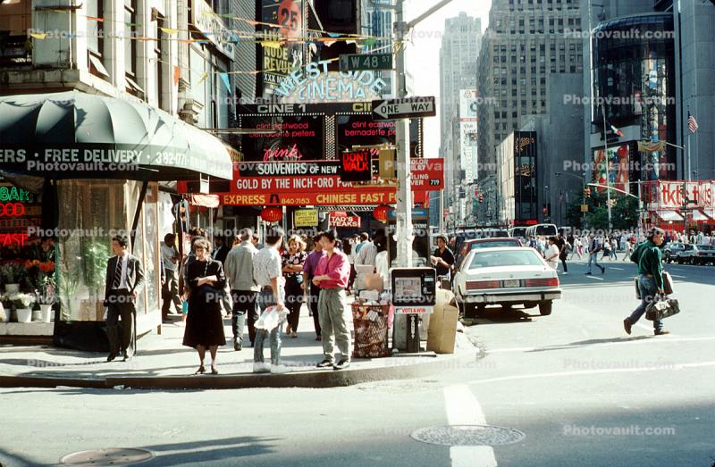 Westside Cinema, crowds, cars, automobiles, vehicles, June 1989