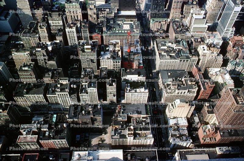 Midtown Manhattan, buildings, roofs, July 1989
