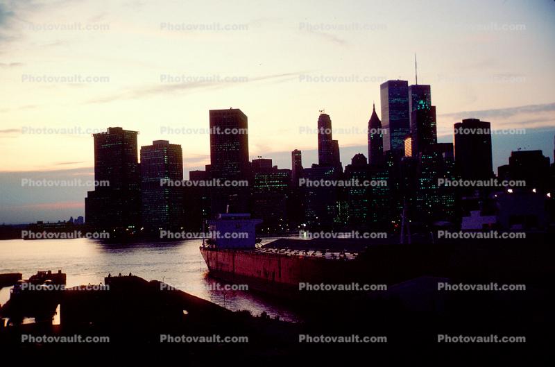 Docks, Ship, Cityscape, Skyline, Building, Skyscraper, Downtown, August 1984