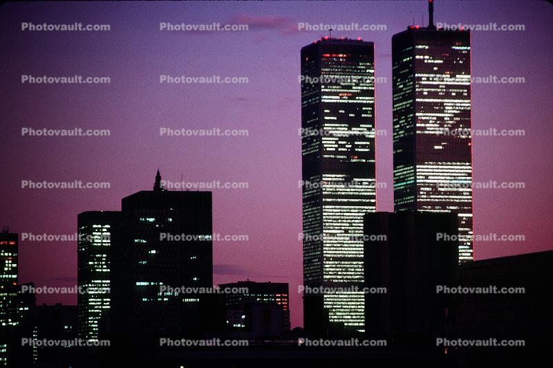 World Trade Center, New York City, Twilight, Dusk, Dawn, July 1984, 1980s
