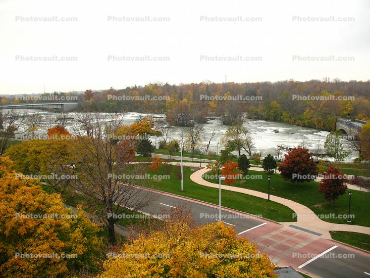Park, River, Trees, Path, Street, autumn, City of Niagara Falls