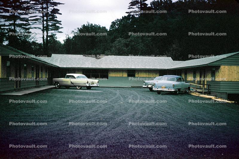 Motel, building, cars, automobiles, vehicles, 1950s