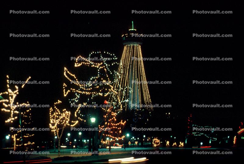 Skylon Tower, Lights, Night, Nighttime, Cold, Ice, Snow, Winter, City of Niagara Falls