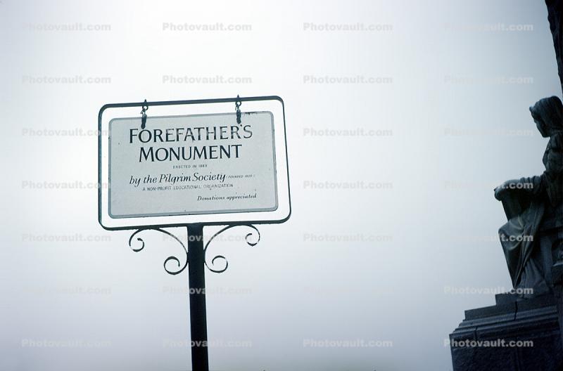 Forefathers Monument signage, sign