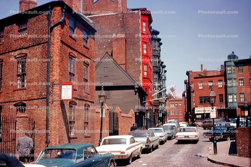 cars, Plymouth, Street, buildings, automobile, Vehicle, March 1965, 1960s