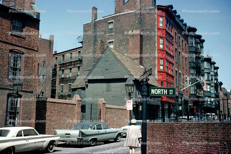 cars, Plymouth, North Street, buildings, automobile, March 1965, 1960s