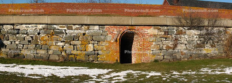 Brick Wall, Castle William and Mary, New Castle, Portsmouth, New Hampshire, Panorama